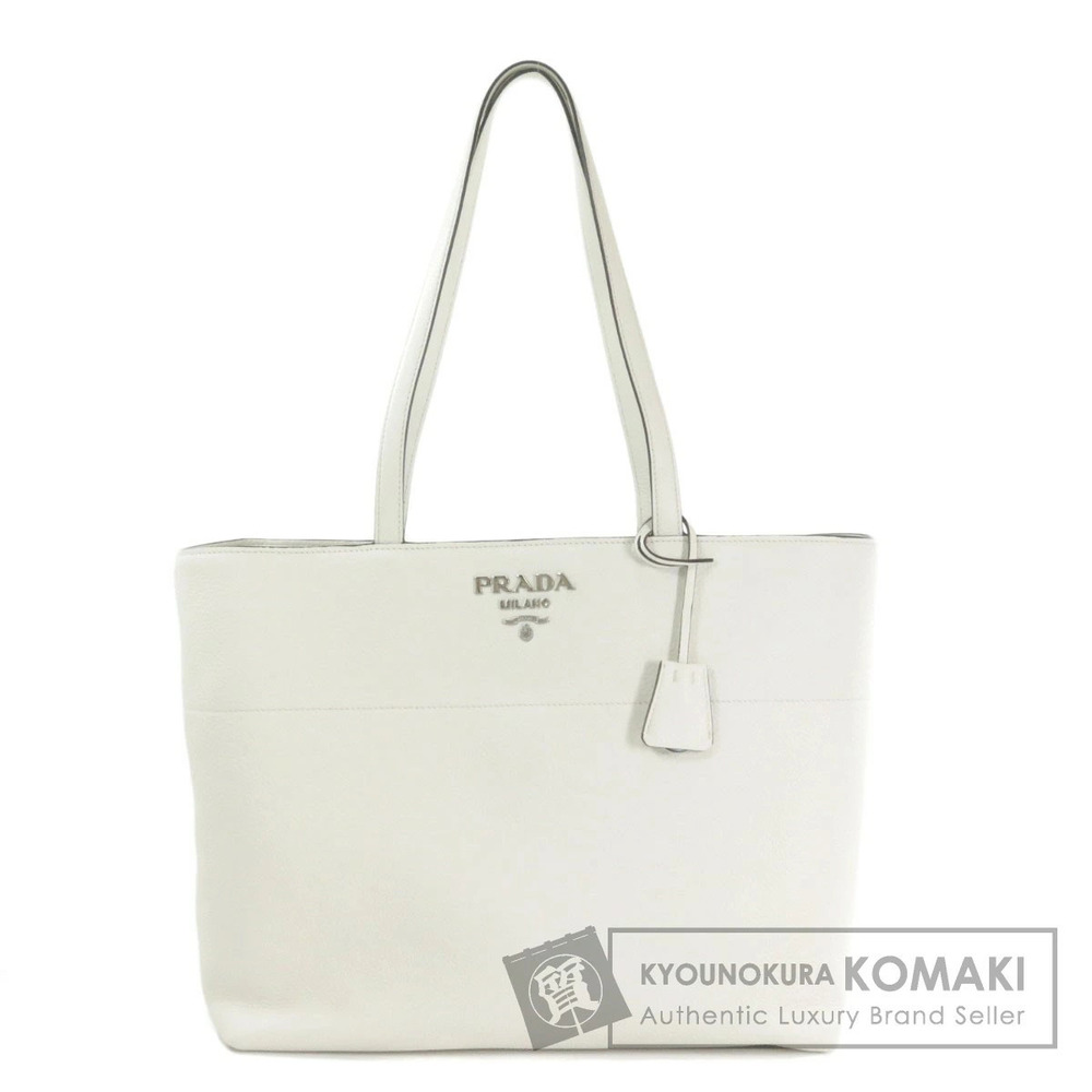 Prada Vitello Phenix leather shopping tote bag White